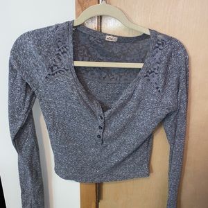 Grey long sleeve crop top